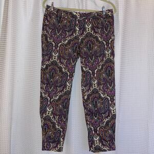 J.CREW Paisley Skimmer Pant Size 6 City Fit Low Waist Cropped Casual Office